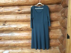Lands' End Green Teal Liquid Travel Midi Dress Size 18